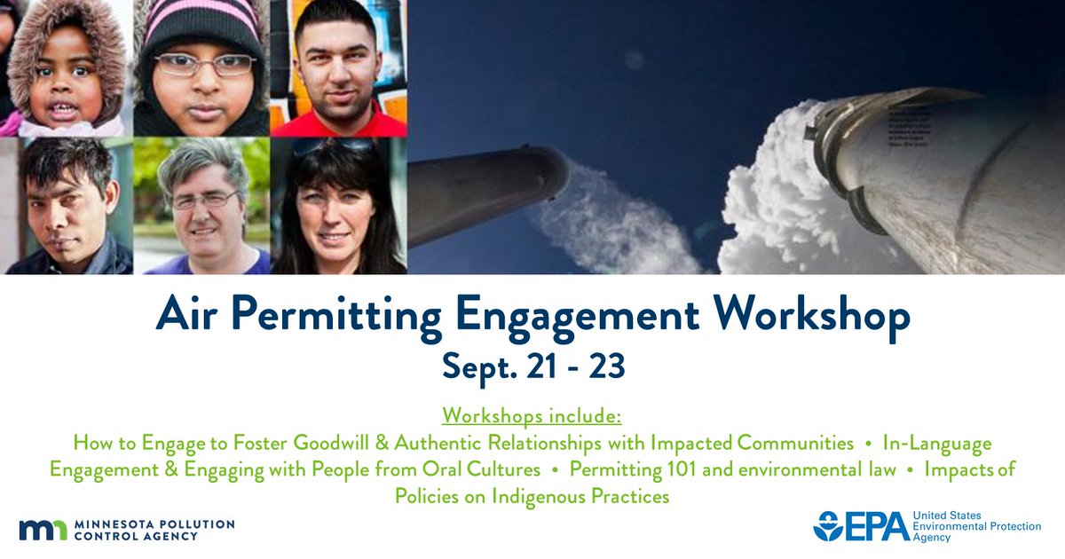 Join us for a 3-day air permitting &amp; community engagement workshop! Learn strategies &amp; best practices on how to meaningfully engage with communities. Learn more &amp; register now: bit.ly/3meuyNF