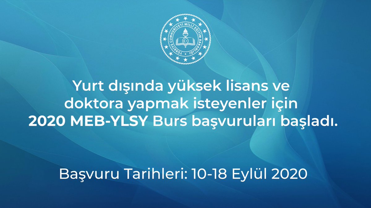 ŞEHİR Kariyer Mrk. (@sehirkariyer) on Twitter photo Yurt dışında yüksek lisans ve doktora yapmak isteyenler adaylar için Milli Eğitim Bakanlığının 2020 YLSY Burs başvuruları başlamıştır.
Başvuru Tarihleri: 10-18 Eylül 2020
Detaylar ve başvuru için: yetenekkapisi.org/login
<a href="/tccbiko/">T.C. Cumhurbaşkanlığı İnsan Kaynakları Ofisi</a> <a href="/tcmeb/">Millî Eğitim Bakanlığı</a>
#sehirkariyer Yurt dışında yüksek lisans ve doktora yapmak isteyenler adaylar için Milli Eğitim Bakanlığının 2020 YLSY Burs başvuruları başlamıştır.
Başvuru Tarihleri: 10-18 Eylül 2020
Detaylar ve başvuru için: yetenekkapisi.org/login
<a href="/tccbiko/">T.C. Cumhurbaşkanlığı İnsan Kaynakları Ofisi</a> <a href="/tcmeb/">Millî Eğitim Bakanlığı</a>
#sehirkariyer