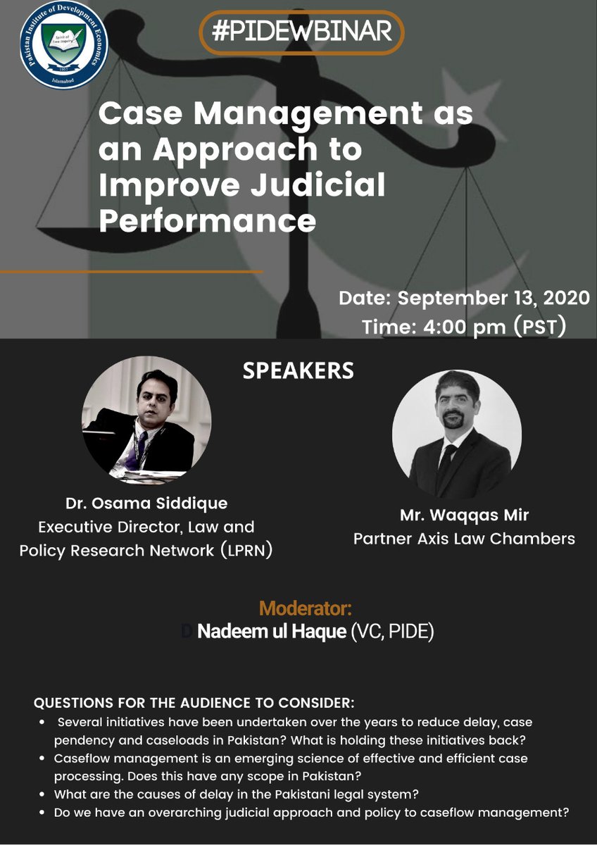 PIDEpk's tweet photo. #PIDE is shading lights on #JudicialPerformance in #PIDEwebinar on 13 September at 04:00 PM
Title: "Case Management as an Approach to Improve Judicial Performance"
#PIDEIdeas @wordoflaw
Get involve yourself in this opportunity via ✍️ at https://t.co/qzqtKA1rZx https://t.co/KhiCkRT8Vf