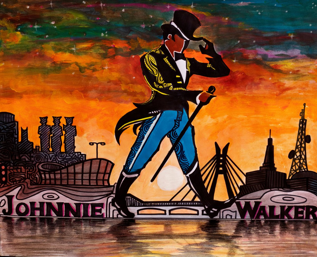 Aradeinde's tweet image. My striding man had to walk with the elegance he&apos;s well known for, he had to have some colour. Of course, here he is depicted linking past and future in seamless strides.

So what do you all think?
 #JWStridingManChallenge #JohnnieWalkerAt200 #Ad #Ara