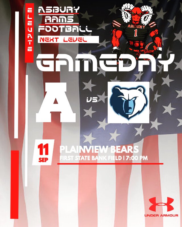 CoachHarris_48's tweet photo. It’s Gameday, #RamNation!! Tonight your Rams travel to Dekalb County for the first varsity ever matchup with the Plainview Bears. Kickoff is slated for 7PM. Come out and support!!! #NextLevel #Activate
@AHS_Rams @AsburyHome1 @Asbury_Football @pviewfb https://t.co/UW6a9Z5Fuo