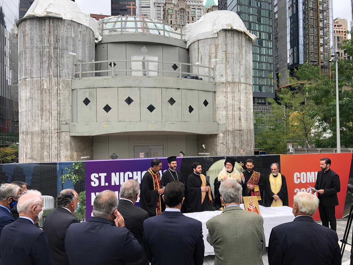 Elpidophoros's tweet photo. Today, at Ground Zero, we remembered the lives lost on 9/11, their families and friends, and all those heroes who gave the last full measure. We are rebuilding St. Nicholas for them, and to build a better world. May God grant comfort to all who mourn this day. https://t.co/4vZf7ujfOy