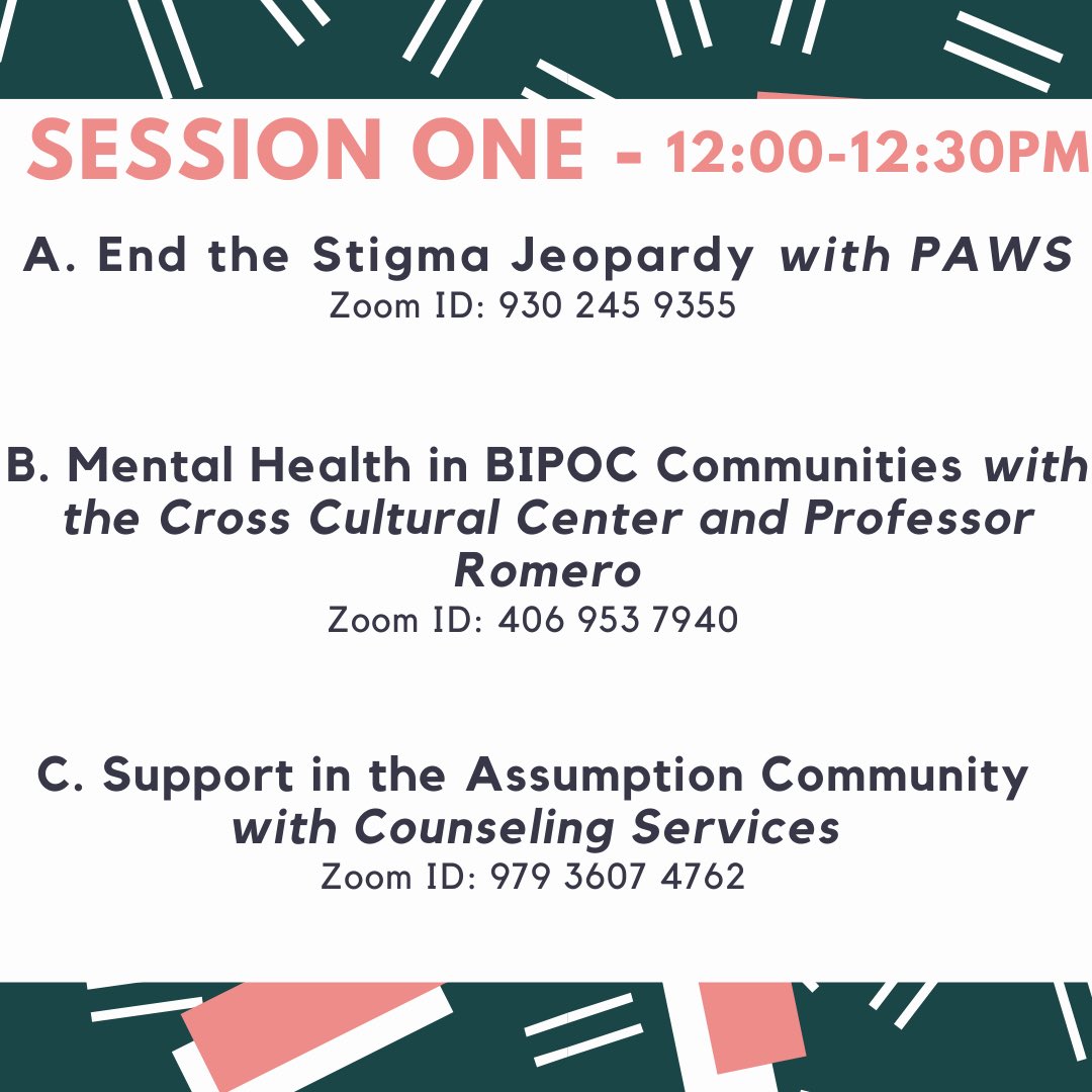GoAssumptionU's tweet photo. Make sure to pop into the Mental Wellness fair (virtual) tomorrow from 12-2PM! @assumptionupaws https://t.co/fJeRxmwybz