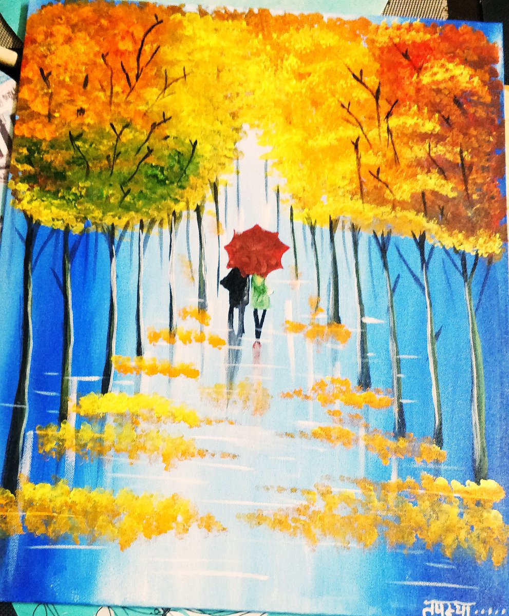 tapasyak's tweet photo. #art #ArtistOnTwitter #acrylicpainting #coupleinrain #learner https://t.co/YNk4vrhtA8