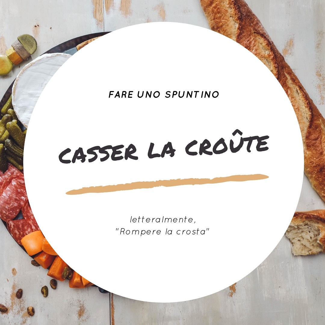 🇮🇹 Un giorno, un'espressione! 🤓

Oggi, parliamo di... gastronomia! 👨‍🍳👩‍🍳

Quando si vuole mangiare in modo semplice e veloce, si può, in francese :

"casser la croûte!" (letteralmente, "rompere la crosta") 🥖

Quest'espressione non si riferisce al formaggio, bensì al pane!
