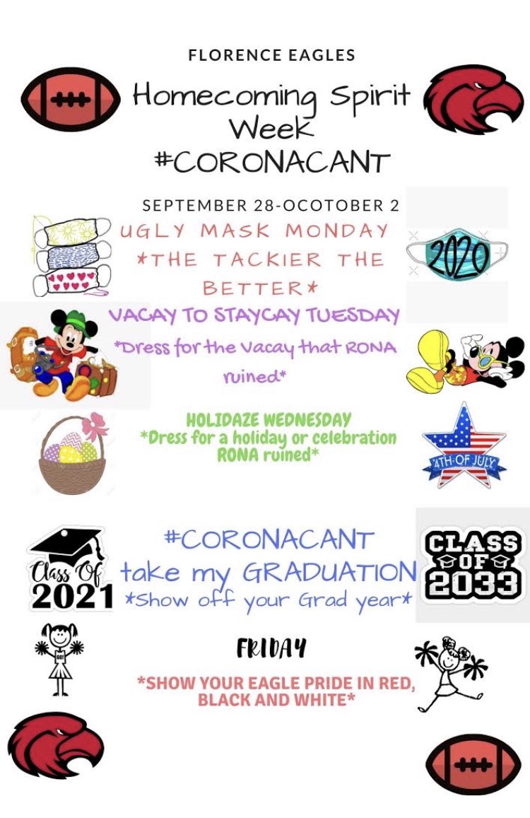 New dates for Homecoming. The game will be held on Oct 2nd at Brandon High