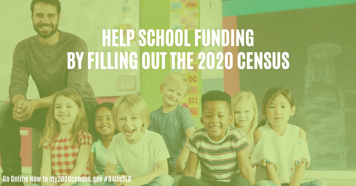 Now more than ever our schools need funding to serve our children in the manner they need and deserve. You can help them get what they need. Be counted for your child's education before its too late. my2020census.org