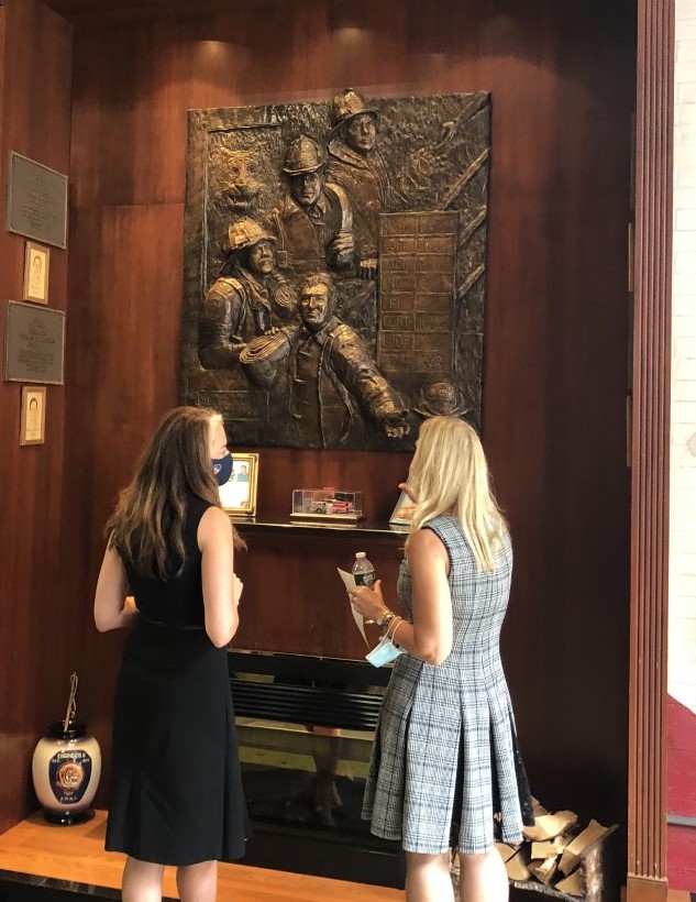 FDNY's tweet photo. FDNY First Deputy Commissioner Laura Kavanagh visits FDNY members and family at #Engine6 to remember those who made the Supreme Sacrifice 19 years ago today #NeverForget https://t.co/07rENbHylB