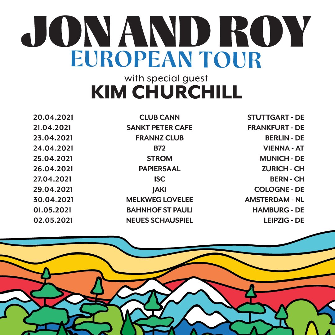 Europe, we can’t wait to return! Joining us this time will be the incredible @KimChurchill | tickets available at jonandroy.ca/tour