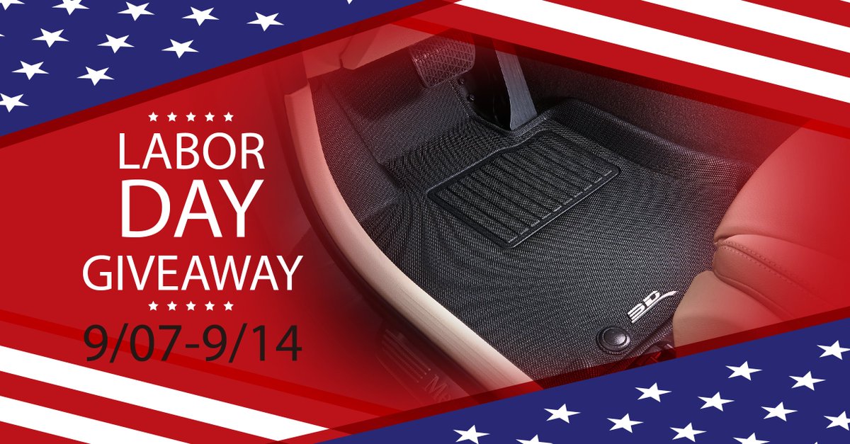 ▍Our Labor Day Giveaway is still going. Get a chance to win a full set of 3D MAXpider KAGU Floor Mats.
Just fill out this form: form.jotform.com/202436283723150

Winner's will be chosen randomly, but based on available Inventory
#laborday
#happylaborday
#3DMatsUSA
#3DMAXpider