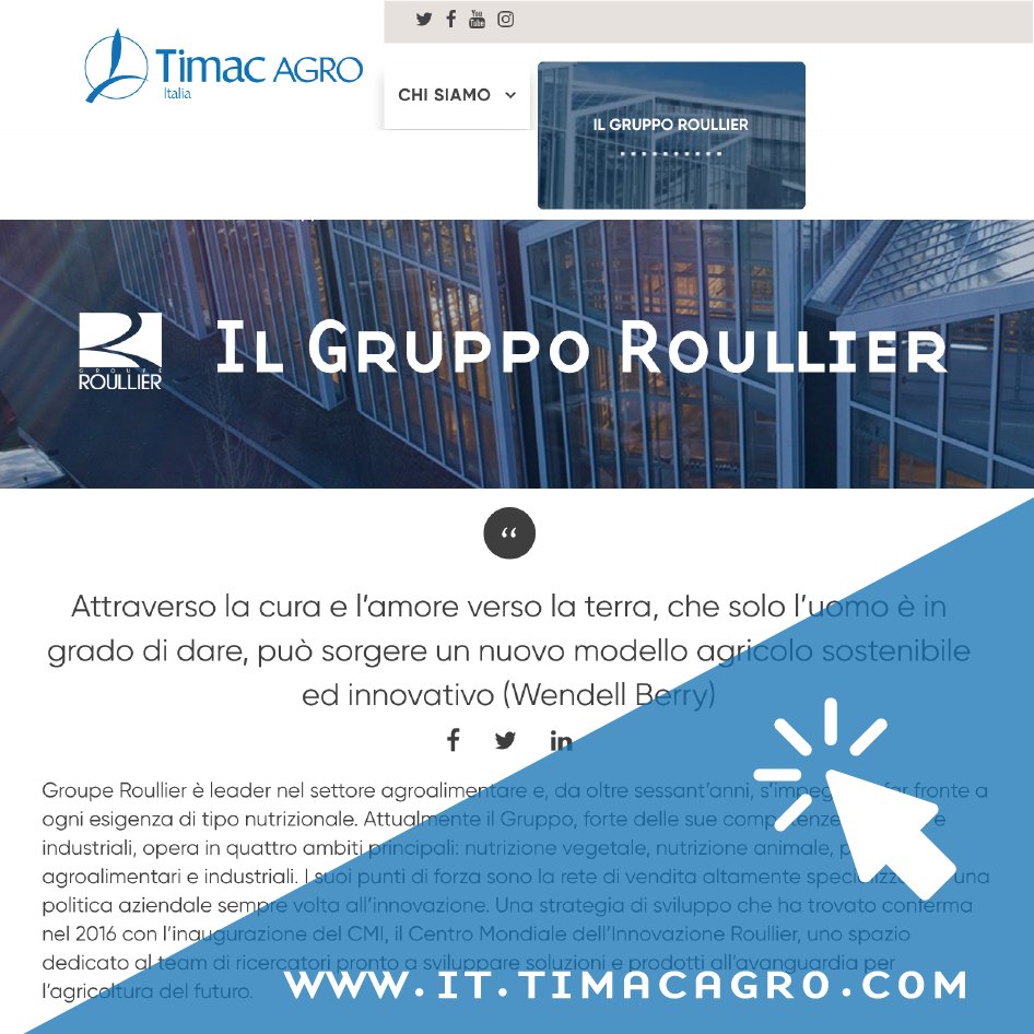 TimacAgroItalia's tweet image. 🚜 GROUPE ROULLIER 🌱
#GroupeRoullier, multinazionale francese di cui fa parte #TIMACAGROItalia, è  leader nel settore agroalimentare da oltre 60 anni e si impegna a far fronte a ogni esigenza di tipo nutrizionale.  Per saperne di più clicca qui: it.timacagro.com/specialisti-ne…