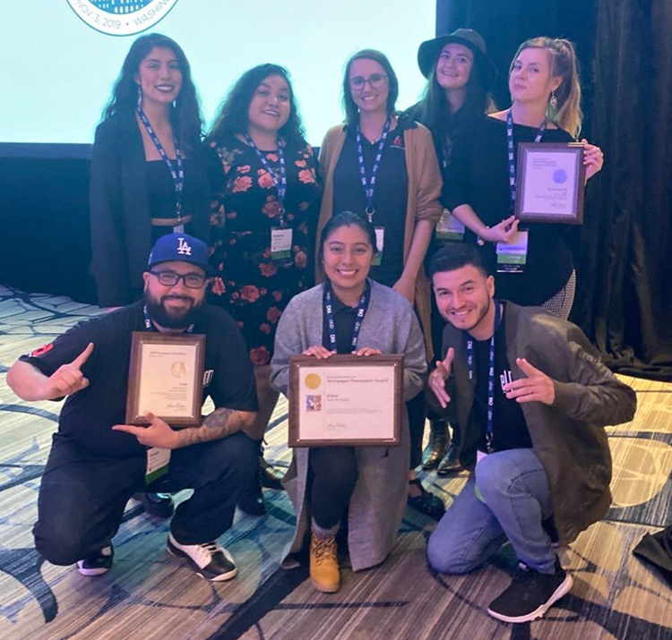 SantaAnaCollege's tweet photo. The 2019-2020 Santa Ana College newspaper staff rounded out a storied, award-winning year with a first-place win at the 62nd Annual Southern California Journalism Awards presented by the Los Angeles Press Club. #SAC #SantaAna 
READ: https://t.co/F3gniJSpN3 https://t.co/dVQUZW6lAC