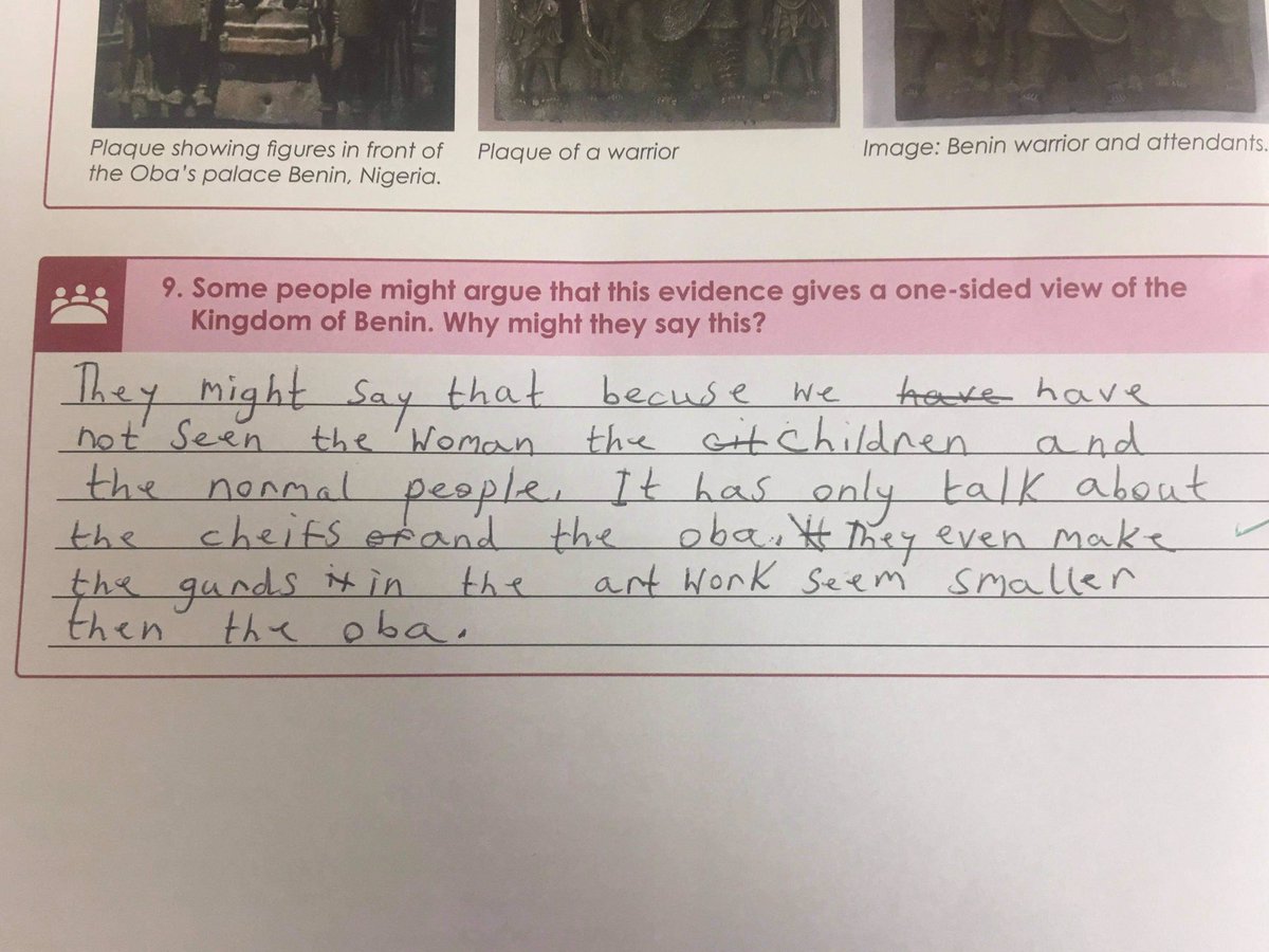 Very impressed with this boy’s work in history. He’s asked some great questions and come up with even better answers 🌟