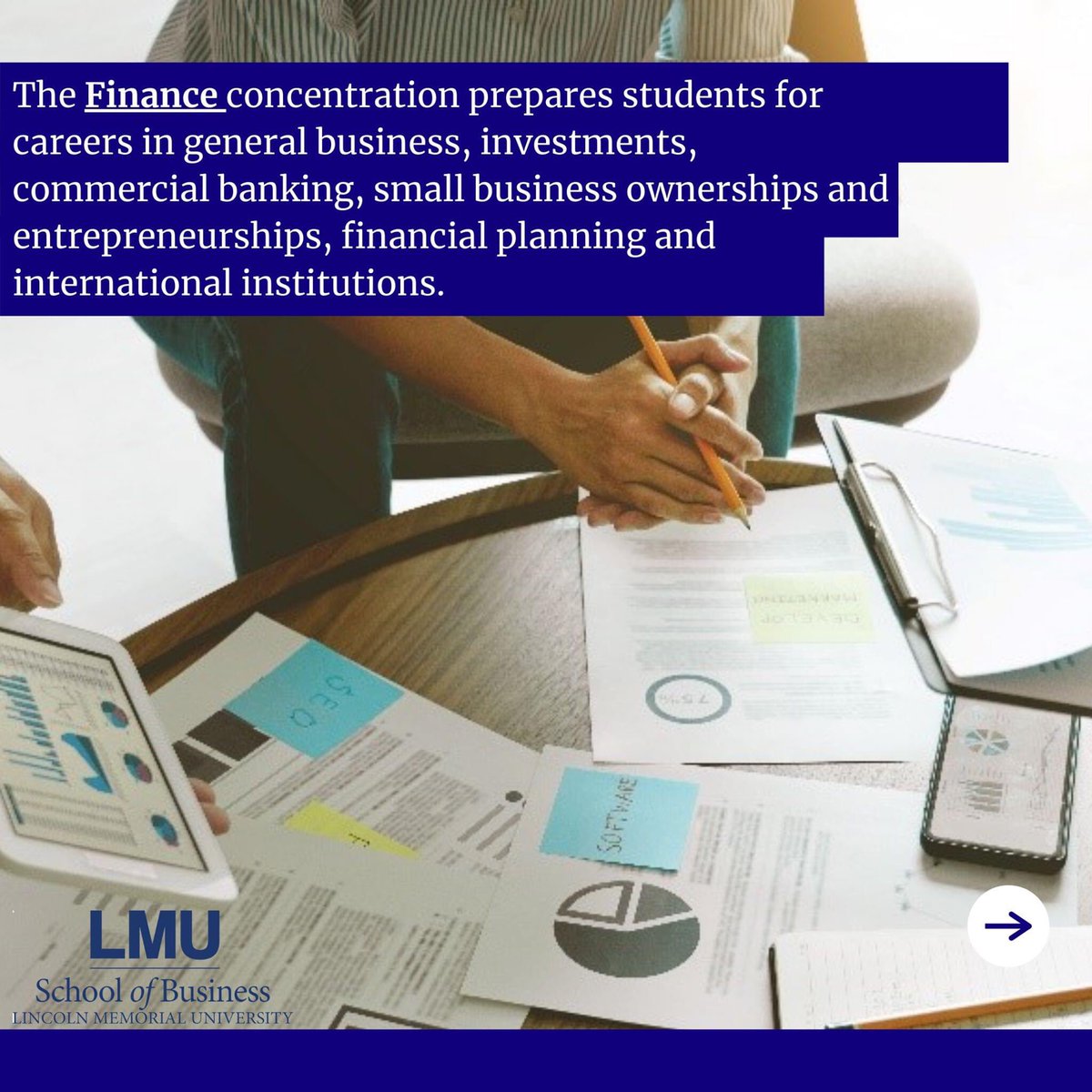 LMU_Business's tweet photo. Our Bachelors in Business Administration with a concentration in Finance provides knowledge and skills to give you an edge over the competition. Contact our Undergraduate Recruiter, Joy Williams, for more info!
joy.williams@lmunet.edu | 423-869-6450 https://t.co/oKsT7pvKq0