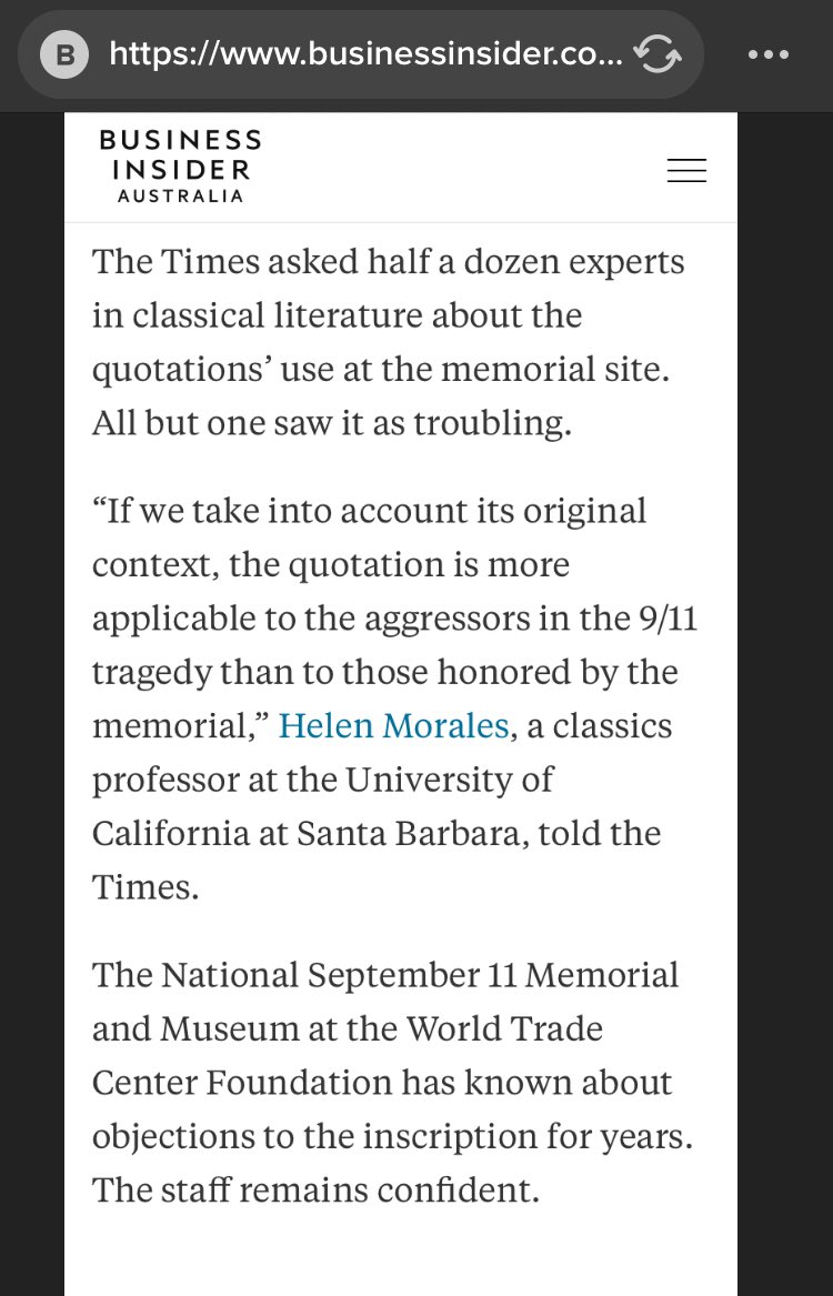 6/ “NO DAY SHALL ERASE YOU FROM THE MEMORY OF TIME”But according to historians:”the quotation is more applicable to the aggressors in the 9/11 tragedy than to those honored by the memorial”It’s about two soldiers that ambushed people in their sleepSo, horrifically