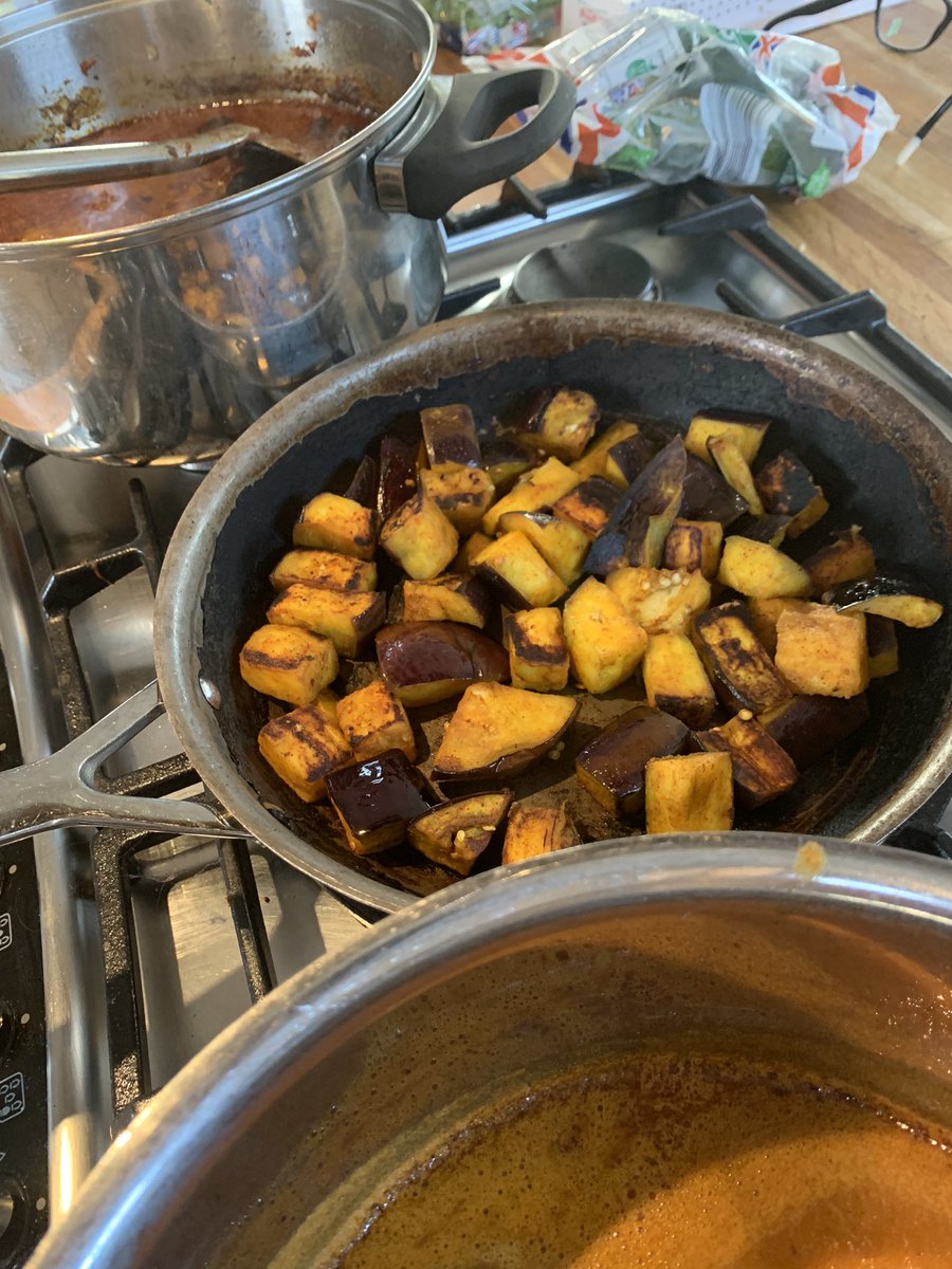 PeterVanPedros's tweet photo. @TheCurryGuy: Thought I’d try using aubergine the way you’d treat paneer. And then it’s going into your rogan josh recipe. Will keep you posted! https://t.co/O3mZ17cru1