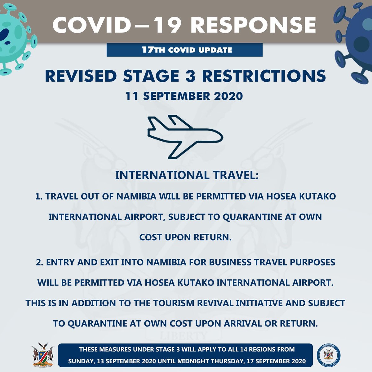 NUST_Namibia's tweet photo. REVISED STAGE 3 RESTRICTIONS 🇳🇦 https://t.co/FH6dZD7AnL