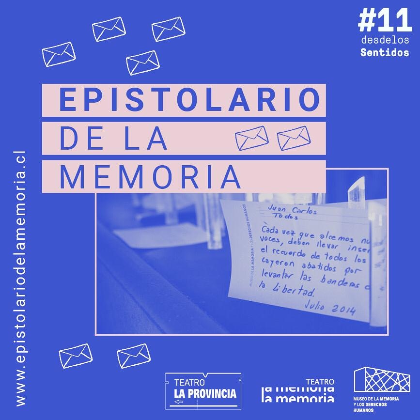 MuseoMemoriaCL's tweet photo. #Este11 reencontrémonos desde la memoria a través de #EpistolarioDeLaMemoria 📝una experiencia virtual que unirá generaciones a través de cartas escritas por nietos y nietas a sus abuelos víctimas de la dictadura.🌹🕯
📌Viernes 11 | 18.00 h https://t.co/6zOm7uiTTt💻 https://t.co/RKOlmeAUm0