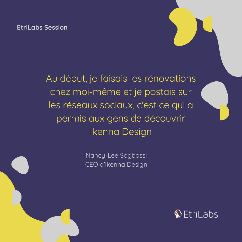 EtriLabsCotonou's tweet photo. Au début je faisais les rénovations chez moi-même et je postais sur les réseaux sociaux, c'est ce qui a permis aux gens de découvrir Ikenna Design
#etrilabssession #wasexo #Team229 https://t.co/ZRFQ0lFCWf