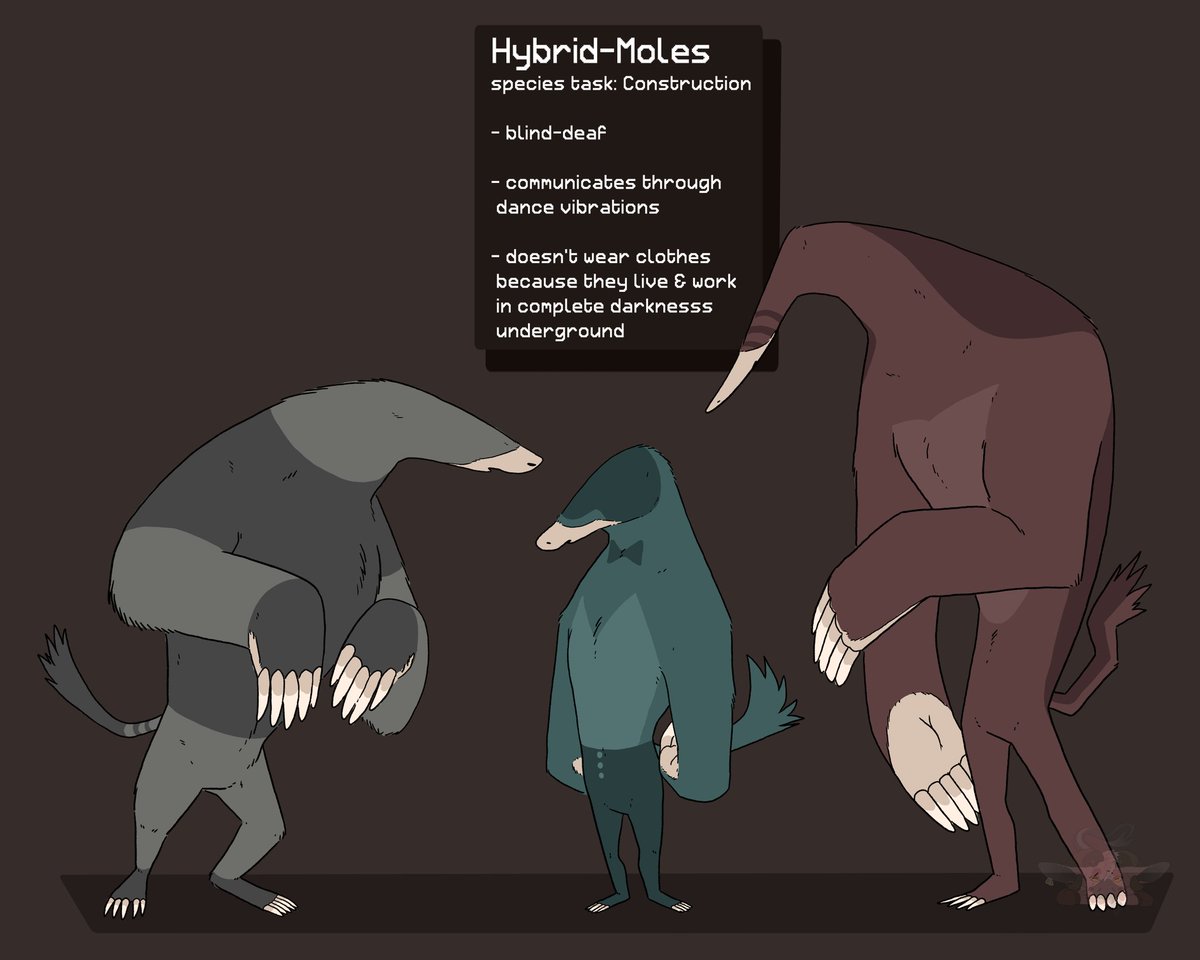 MapleApocalypse's tweet photo. World building! Madfall edition.
These creatures live in complete underground in complete darkness. They communicate through a sort of tapping/dancing that send vibration through the ground that they feel through their soft paw pads.
#furry #madfall #comic https://t.co/ZsJyQaHWZq