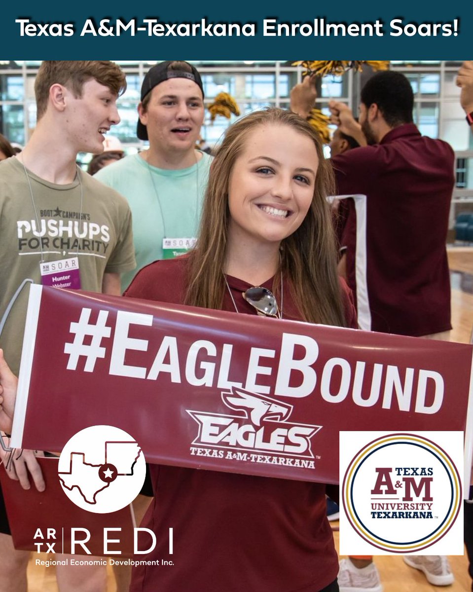 ARTXRedi's tweet photo. @TAMUTexarkana is serious about recruiting #nextlevel talent to the REDI region! Their freshman enrollment increased by 37% this year. #TAPintoTEXARKANA #texarkana #madeintexas #madeinarkansas #madeinusa #econdev #economicdevelopment #artxredi #logistics #rediforthefuture #gotxk https://t.co/9Yq9vHfIKV