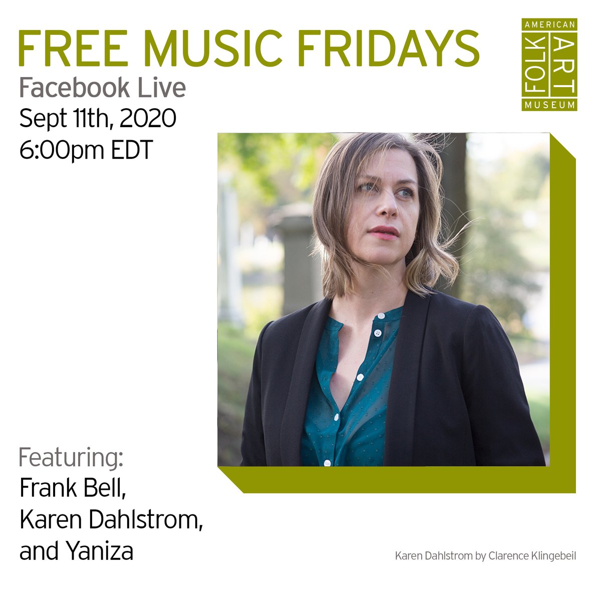 FolkArtMuseum's tweet photo. Our next Free Music Fridays Facebook Live show is TONIGHT 6-7:30pm w/ performances by @frankbellmusic, @KDahlstromMusic, and @yaniza_music, hosted by @LaraEwen .
Your donation and RSVP are gratefully appreciated: https://t.co/NhP8bmbH9O

⁠
⁠
#AFAMfromHome https://t.co/LhRWAEIIJi