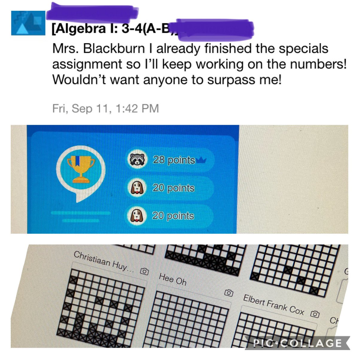 mrsblackburn48's tweet photo. Thanks to @Desmos &amp; @youcubed (&amp; @KenClarkson3 for Desmosifying 4 4’s) for helping make the first Friday of remote learning a success! They WANT to keep working! @PocomokeMiddle #letsroll #mathperseverance https://t.co/FqZDAOy9fQ