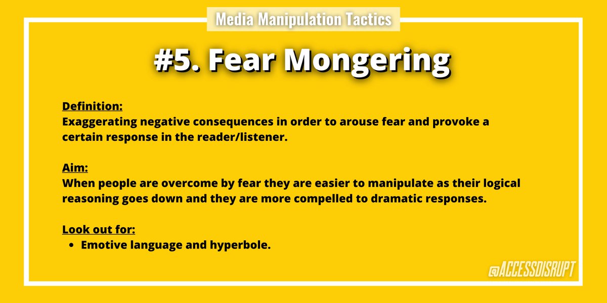 DEEP THREAD No: 4Media Manipulation Tactics5/17  #FearMongering