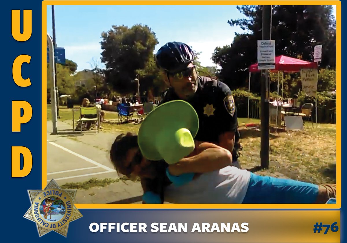 Officer Sean Aranas, enough of a terror on UCB campus and environs to earn special attention from the East Bay Community Law Center, once pocketed a hot dog vendor's earnings in front of protesting bystanders   https://www.oaklandreporter.org/2019/10/after-years-of-pressure-controversial-berkeley-campus-cop-retires.html