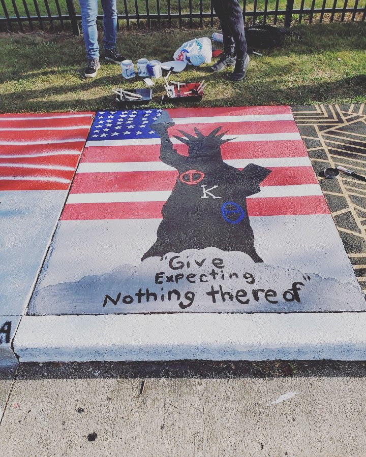 Our finished product for @Trine_SSE <a href="/TrineUniversity/">Trine University</a> ‘s 2020 Sidewalk Painting Contest!🇺🇸
