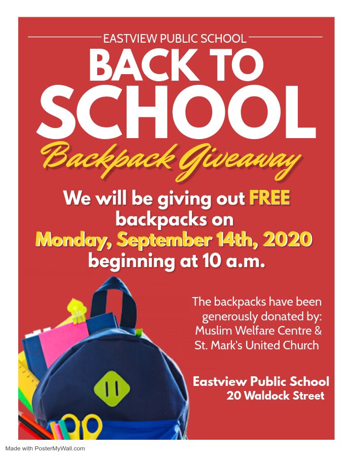 Complete your back-to-school list by dropping by on Monday morning to pick up a free backpack!