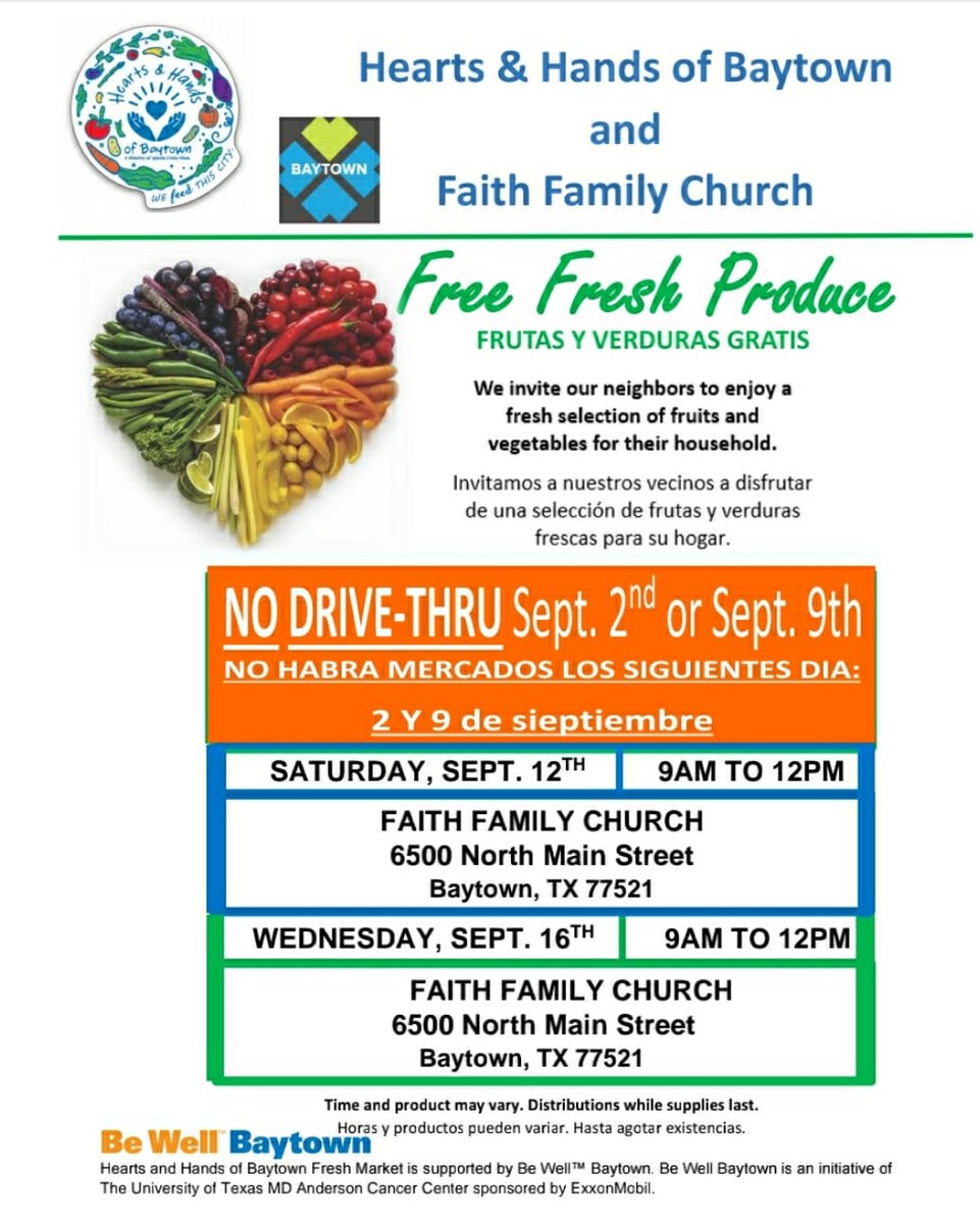Free, fresh produce Saturday, September 12th and Wednesday, September 16th. See below for more details: