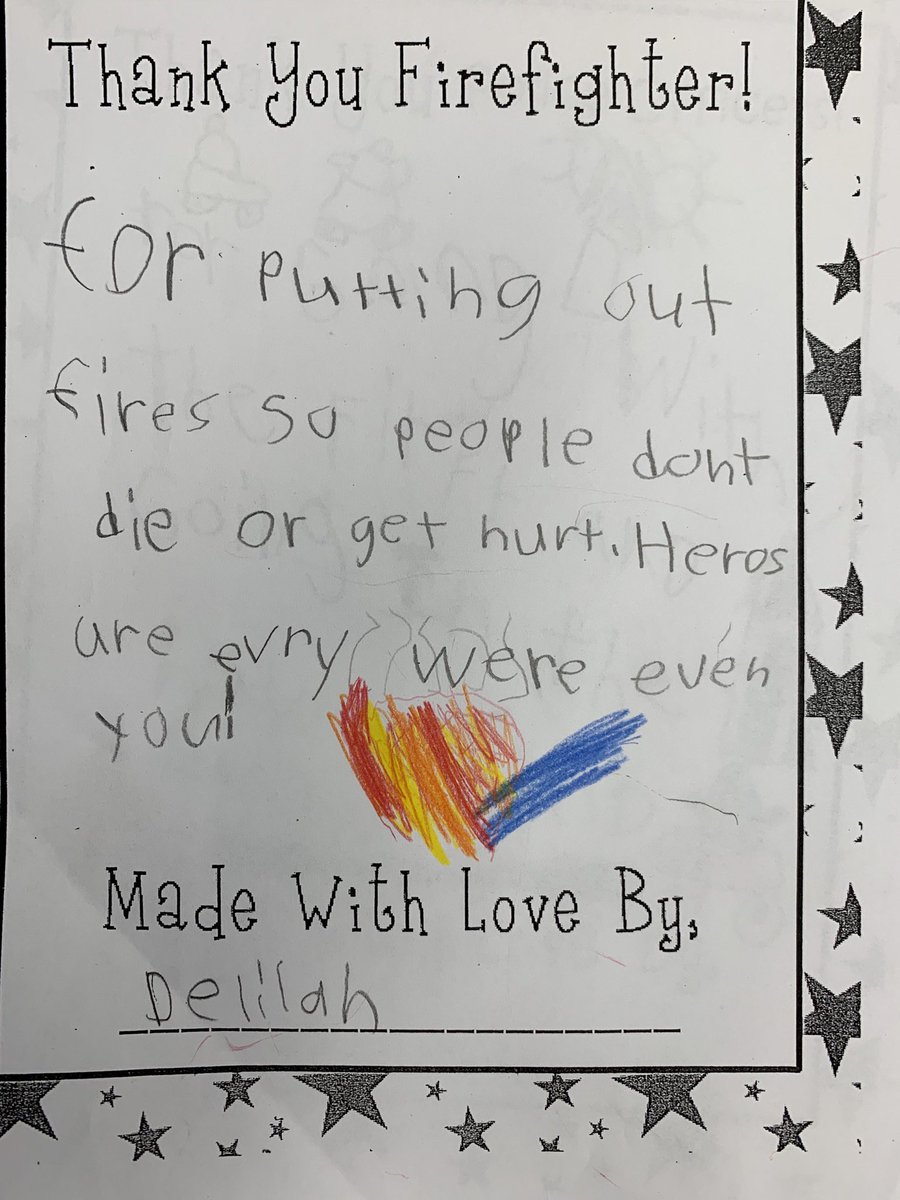 SS_Gr2's tweet photo. Not all Superheroes wear capes! On 9/11 in observance of Patriot Day, second grade writers drafted thank you letters to express their gratitude to our first responders (letters are unedited). 🇺🇸 https://t.co/QTLeVwvrNE