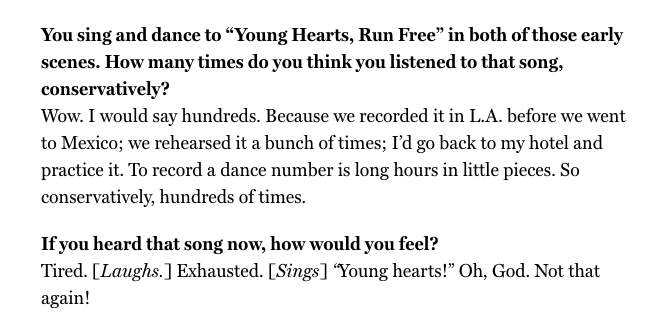 Harold Perrineau’s entrance as Mercutio — cackling in a red convertible, silver two-piece glitter dress, huge wig, messy red lipstick, a gun slung across his body, dancing and singing — is one of the best in cinematic history. Here’s what he said about it:  https://www.vulture.com/2020/09/harold-perrineau-answers-every-question-about-romeo-juliet.html