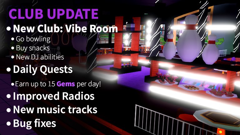 Robloxian High School On Twitter Ahh Update The Vibe Room Dance And Bowl With Your Friends Daily Quests Earn Up To 15 Gems Per Day Block Players With The New - the codes for songs on robloxian high school