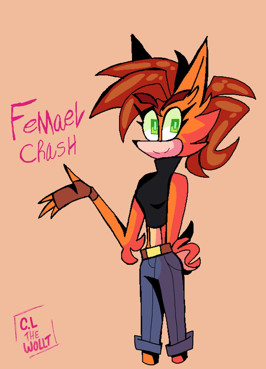 lthewoll's tweet photo. #CrashBandicoot my version of how you could see crash as #Crashette ,also add the version if it were a girl. 🍑#CrashBandicootFanart https://t.co/bF8mst6be7