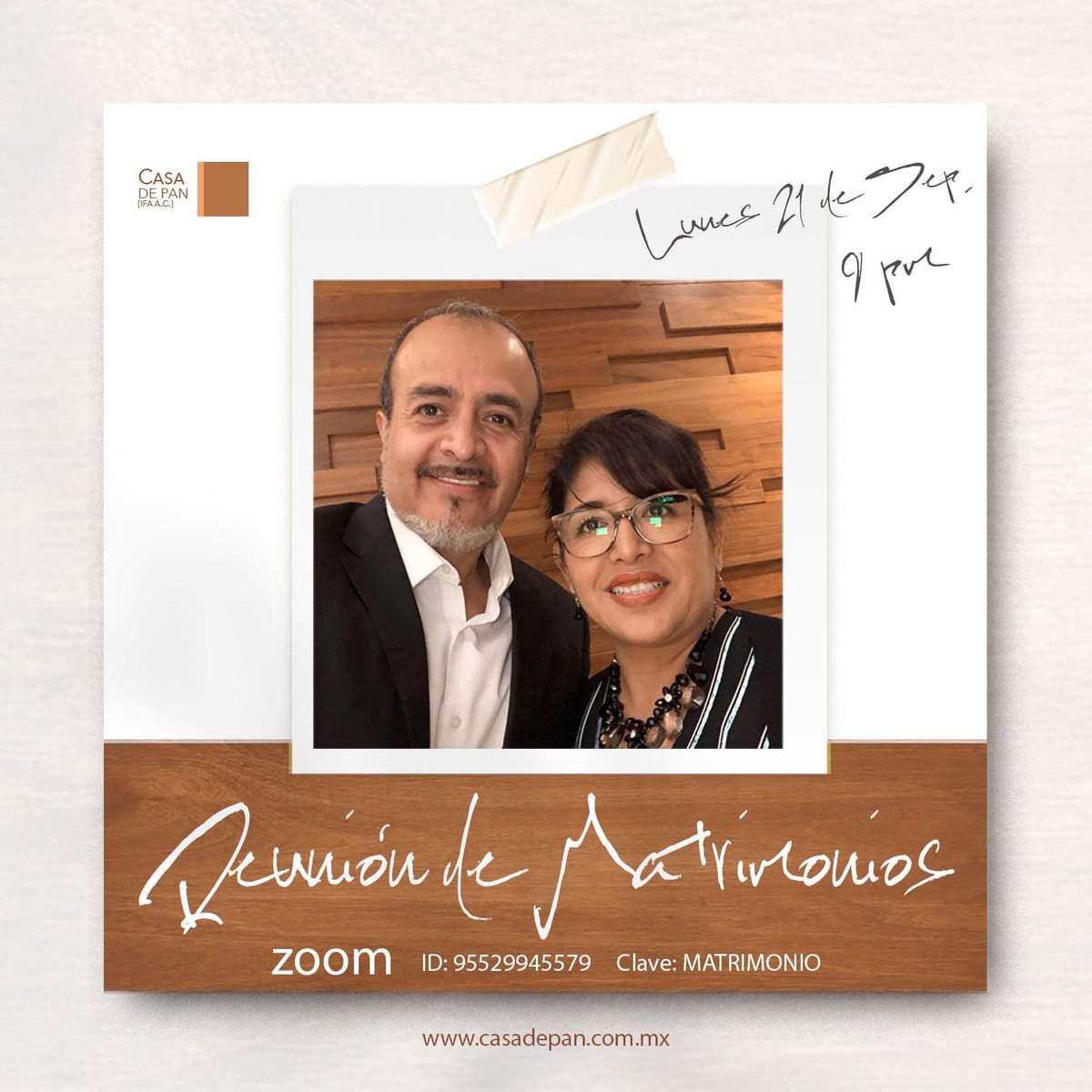 ccicasadepan's tweet photo. INVITACIÓN
REUNIÓN DE MATRIMONIOS

Estamos muy contentos de pasar un tiempo muy especial con todos los matrimonios, sabemos que será un tiempo extraordinario.

🗓 Lunes 21 de Sep.
🕒 21:00 hrs.

💻 https://t.co/9B6jSw03FV

ID de reunión: 955 2994 5579
Código de acceso: MATRIMONIO https://t.co/IW64RaLoje