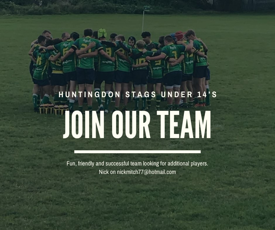 Huntingdon stags under 14’s looking for new players. Brilliant bunch of lads with great coaches. Please share....