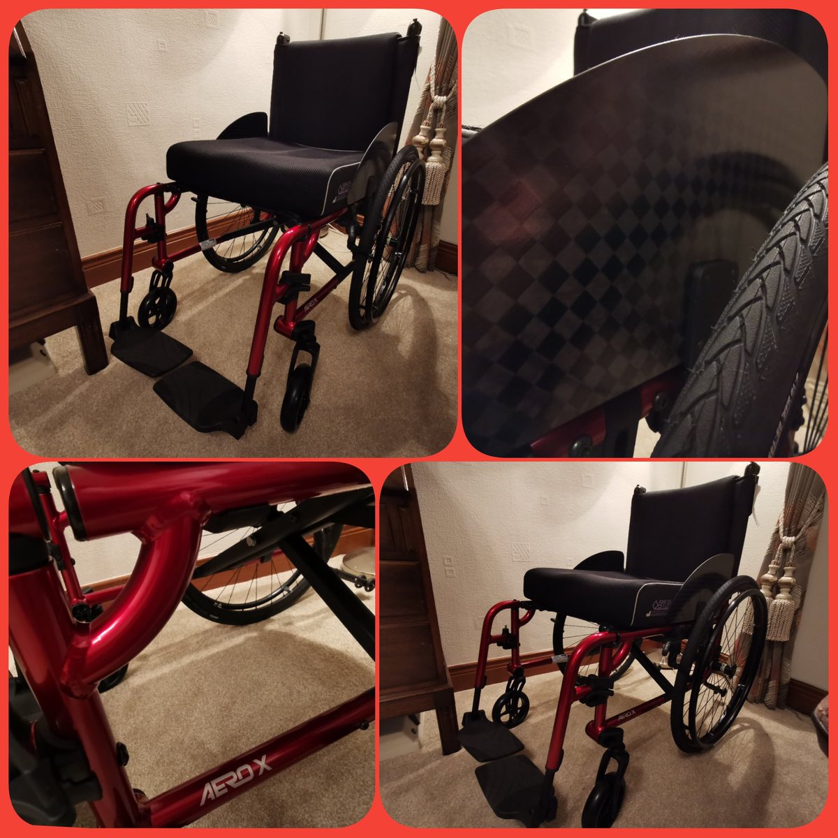 So... She has arrived! I'm a bundle of different emotions. I'm glad she's finally here, I am both excited and nervous for my first day out with her. I'm in love with the colour... Way nicer than I even expected it to be

#wheelchair #ambulatorywheelchairuser #chronicdisease