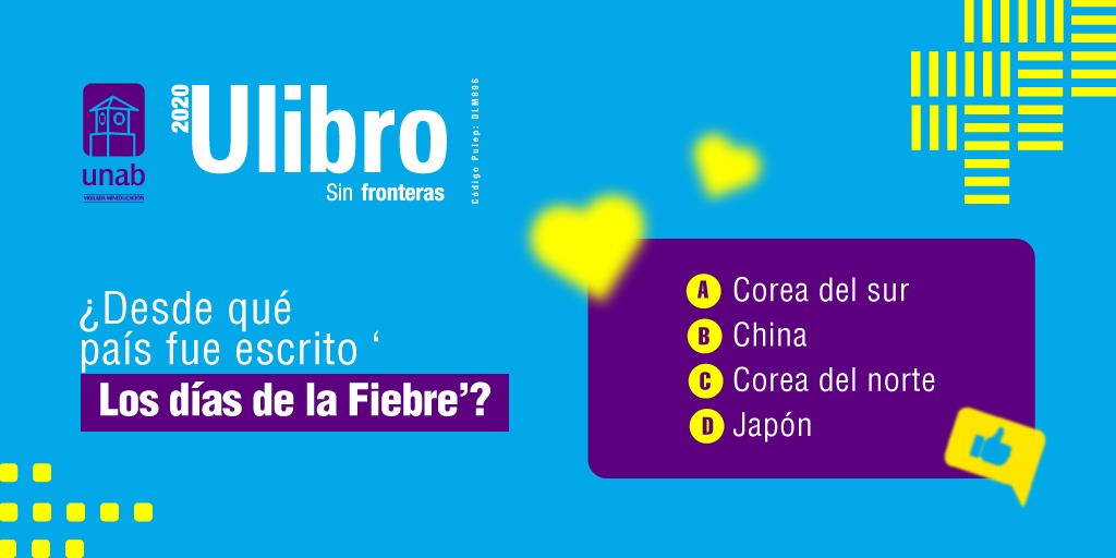 Ulibro's tweet photo. ¡Concurso!🤩 Participa aquí 👇 y podrás ganar uno de los libros que fueron protagonistas en #Ulibro2020➡️
Responde estas preguntas y comenta tus respuestas lo más pronto posible en este hilo⤵️ Se premiarán los primeros 3 usuarios que acierten antes de las 4:00 p.m 🕔 https://t.co/KmnEi9g14a