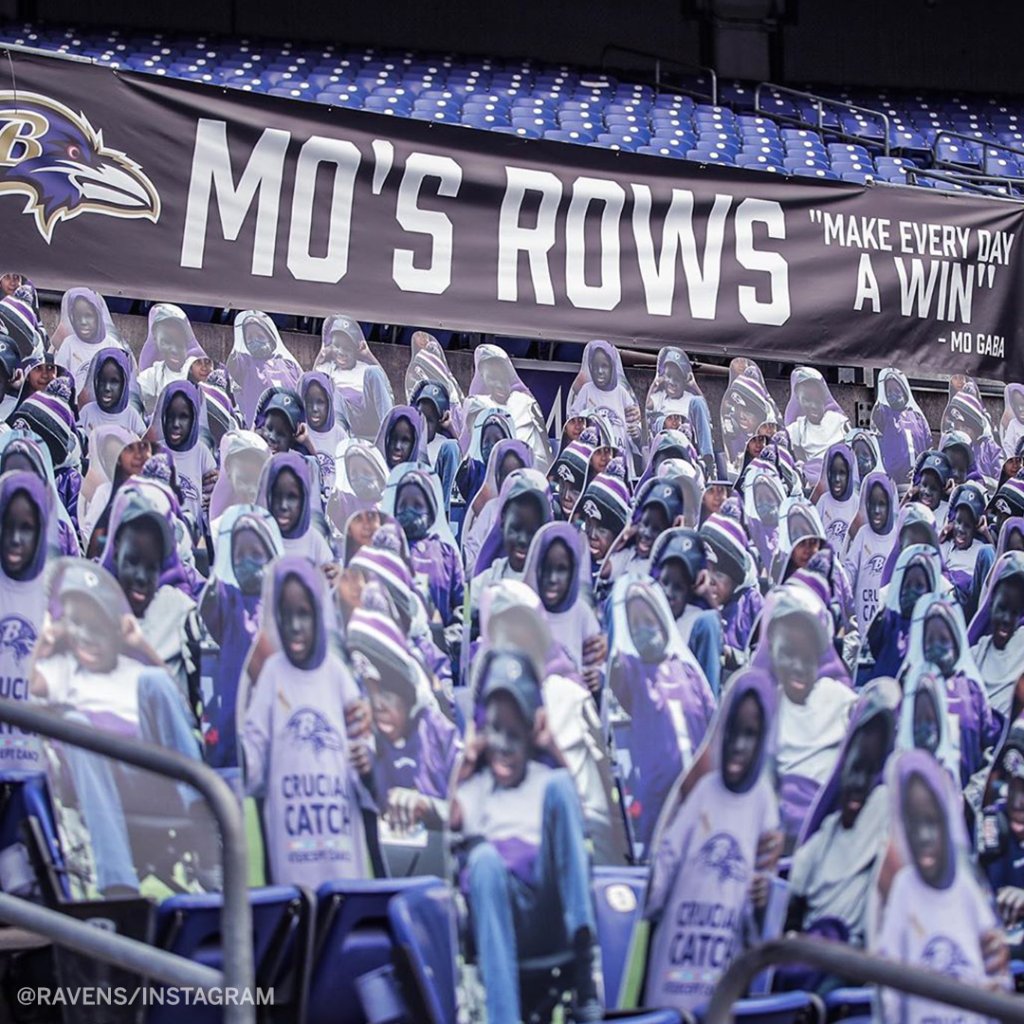 ESPNNFL's tweet photo. The Ravens have dedicated a section of their stadium to Mo Gaba, a superfan who died earlier this year from cancer 💜  (via @Ravens) https://t.co/bScCIic2qG