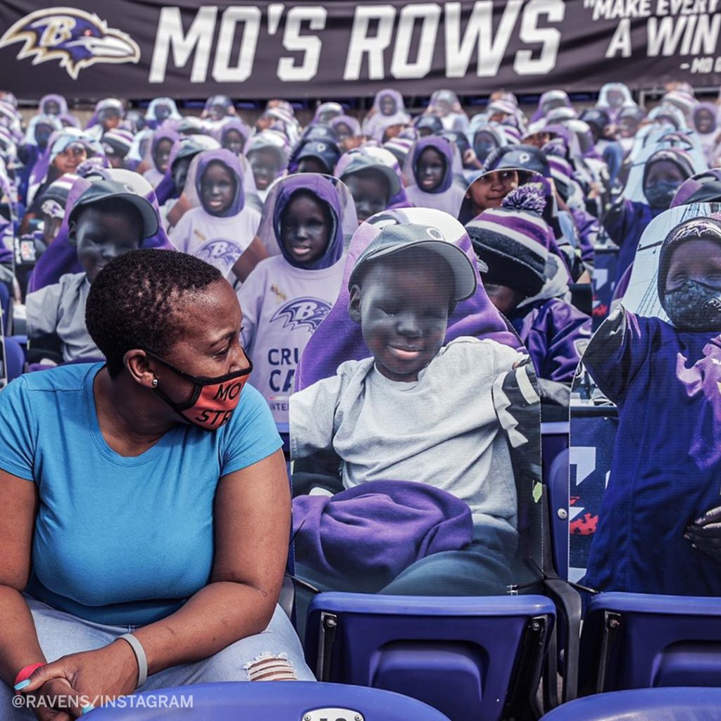 ESPNNFL's tweet photo. The Ravens have dedicated a section of their stadium to Mo Gaba, a superfan who died earlier this year from cancer 💜  (via @Ravens) https://t.co/bScCIic2qG