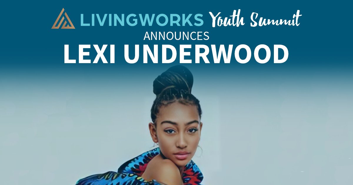 The talented actress <a href="/LexiCUnderwood/">Lexi Underwood</a> , will be speaking at the LivingWorks Youth Summit this Tuesday, Sept. 15! Make sure you register on our website lwyouthsummit.com  to access the live stream and see Lexi share her inspiring message! #LWYouthSummit #CDEStartNow