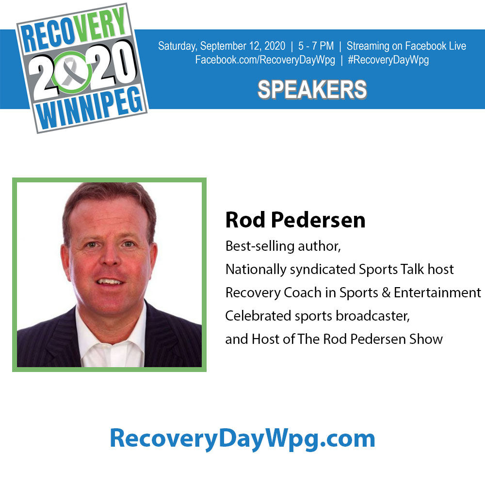 #RecoveryDayWpg 2020 is tomorrow! Join us for great speakers like Rod Pedersen! He shares a compelling story about his journey to recovery. Tune in Sat., Sept. 12 at 5:00 pm here: bit.ly/3bNeX33

#StigmaEndsWithMe
