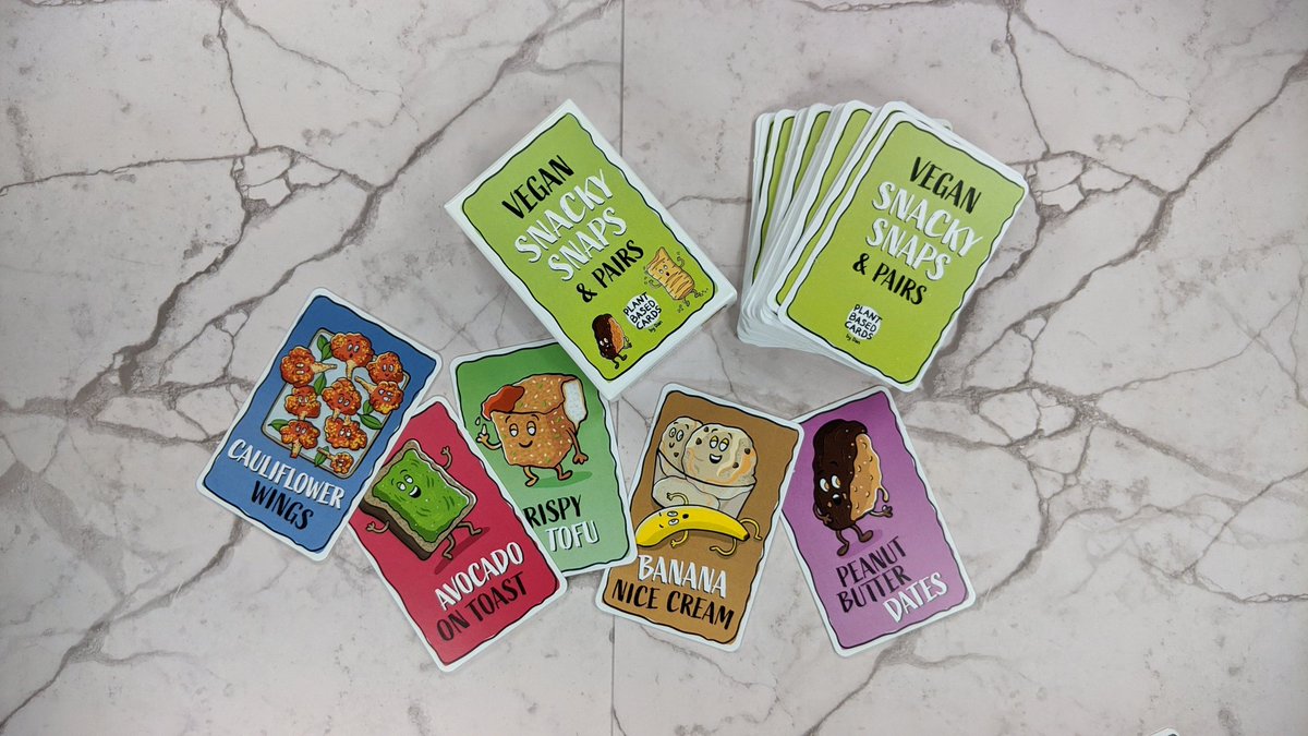plantbasedcards's tweet photo. *BRAND NEW* Just launched a new vegan exclusive 'Vegan Snacky Snaps &amp; Pairs' with 3 difficulty levels for both games to make snapping more fun! Please Share 😃🌱 #Vegan #veganism #vegans #veganlife #plantbased 
https://t.co/iY2P4hvmP3 https://t.co/6ymf3SPKP2