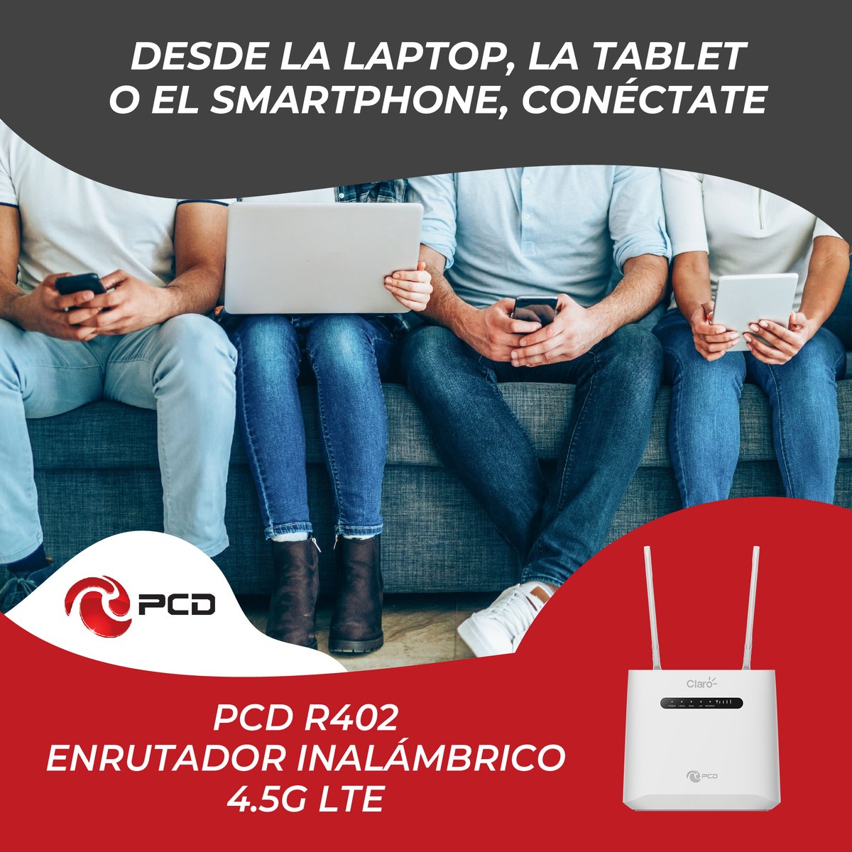 PCDlatam's tweet photo. Este es el día para que te conectes a toda velocidad con nuestro Enrutador inalámbrico 4.5G LTE PCD R402.
Búscalo en tu tienda Claro de preferencia.

#PCDLatam #PCD #TecnologiaATuAlcance #instagood #ClaroInternet #InternetEstable #wifi #4GLTE https://t.co/gmRcZ4vk5B