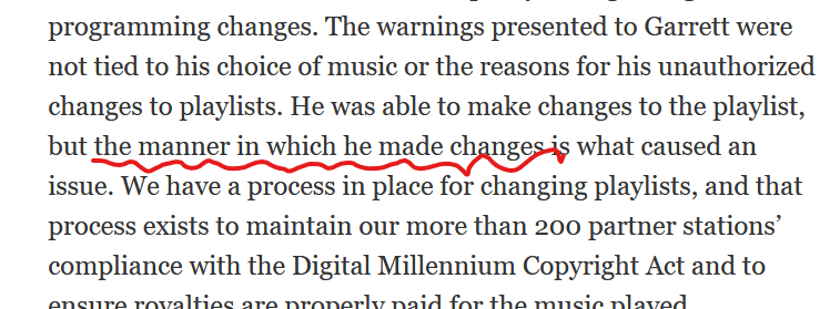 Today  @MPR is reaffirming their membership in that group. They fired Garrett using the classic tool of systemic corporate racism: the surgically selective application of technicalities.