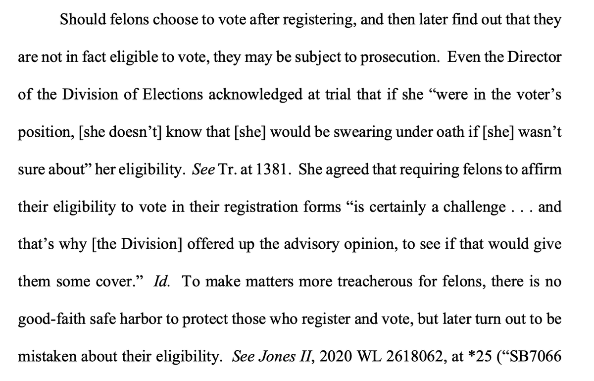 Also critical to what is a very obvious due process violation is that the potential voters assume all the legal risk. If someone is determined to have voted illegally because the state refuses to tell them what the owe, they risk prosecution: