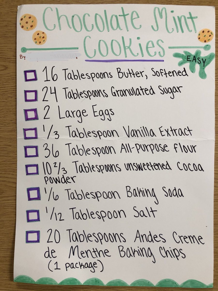 MrsR_TMS's tweet photo. We’re making a cookbook in Quantitative Reasoning!  Don’t these recipes look delicious? 

(Can you tell what we were studying?) https://t.co/843JKhyMBl