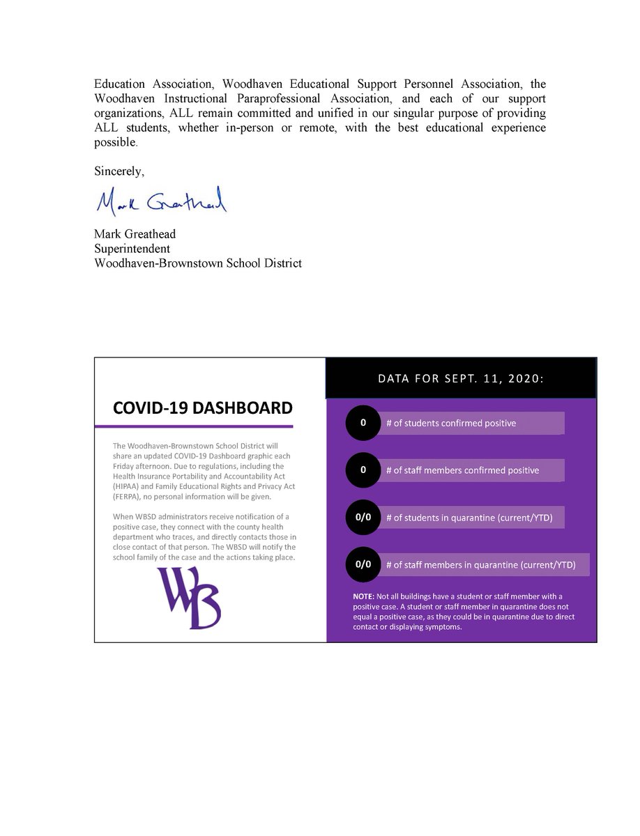WBSDStrong's tweet photo. See Supt. Greathead's update letter after Week 1 of school. https://t.co/lJaJHhr1H4